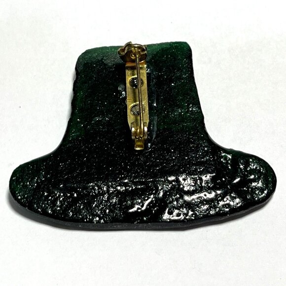 Handmade Green Glass Leprechaun Hat Lapel Pin Brooch St Patricks Day - Picture 3 of 3